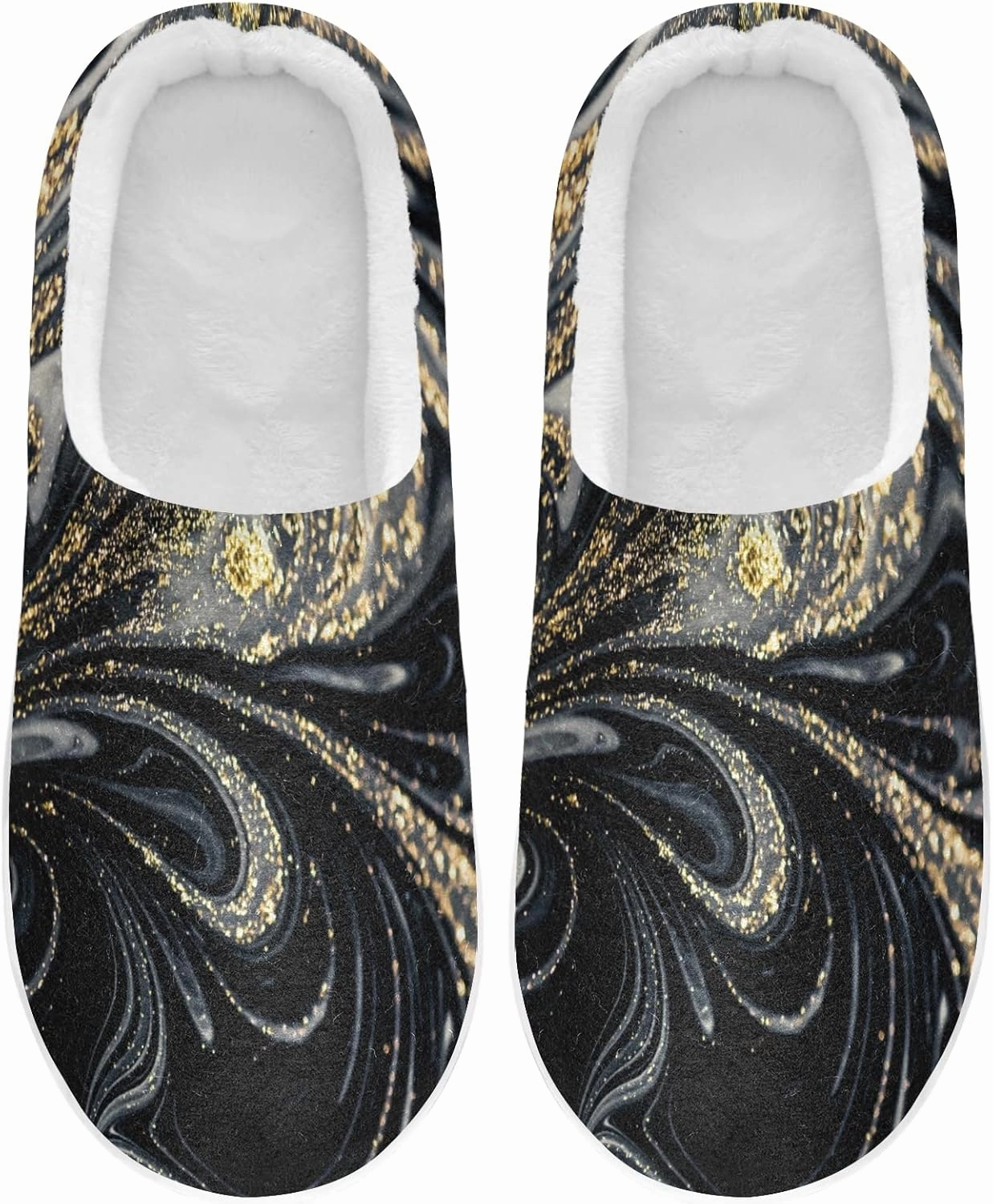 Unisex Memory Foam House Slippers Non-Skid Soft Warm Sole Coral Fleece Slip-on Closed Toe Hand Free Shoes for Bedroom Travel 6-17