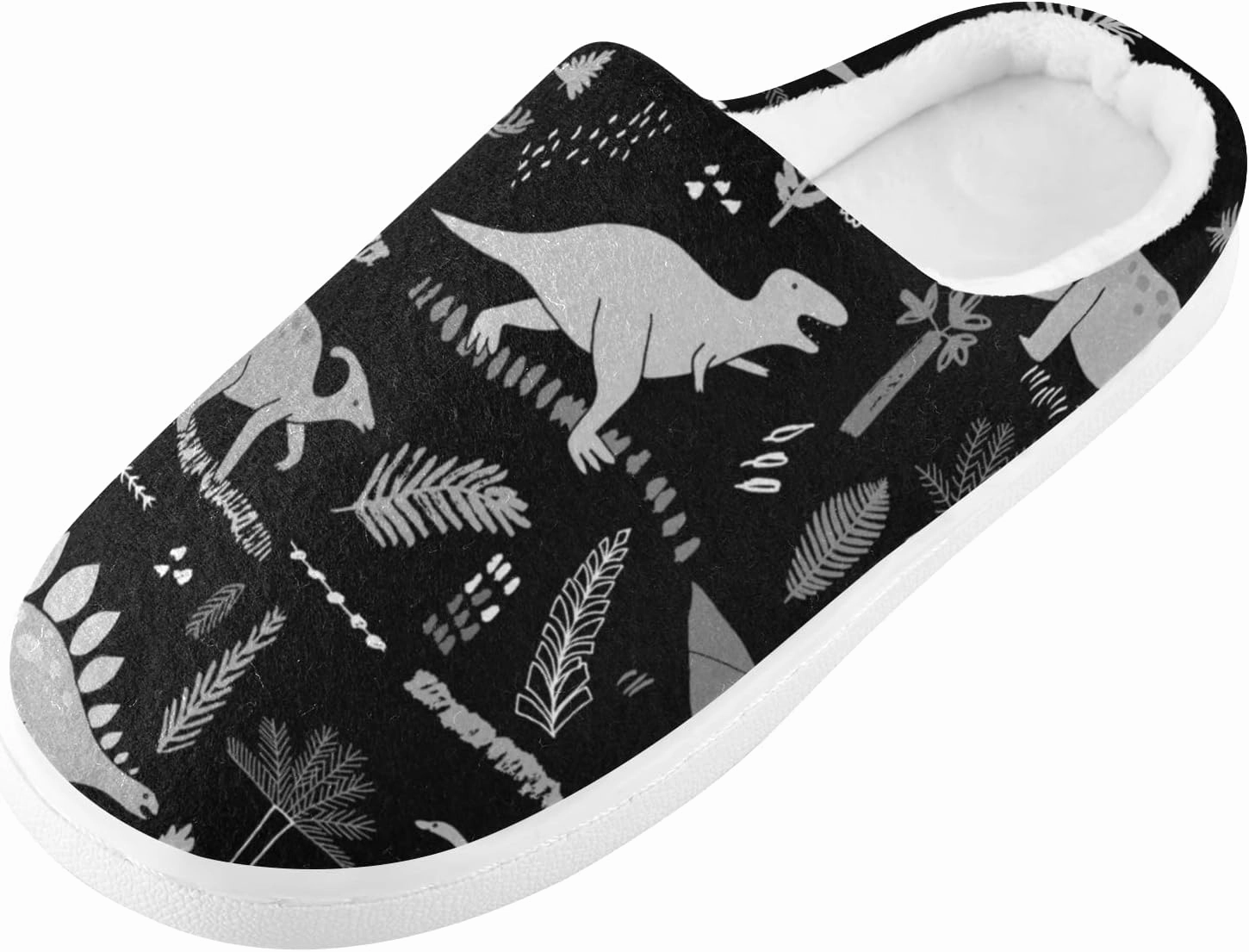 Unisex Memory Foam House Slippers Non-Skid Soft Warm Sole Coral Fleece Slip-on Closed Toe Hand Free Shoes for Bedroom Travel 6-17