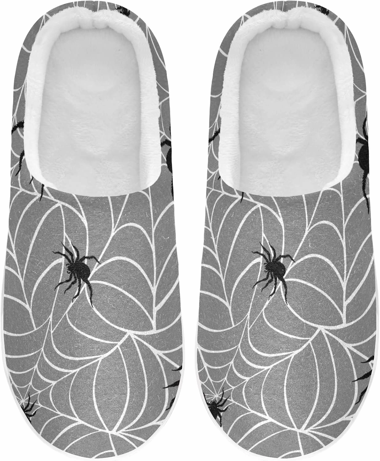 Unisex Memory Foam House Slippers Non-Skid Soft Warm Sole Coral Fleece Slip-on Closed Toe Hand Free Shoes for Bedroom Travel 6-17