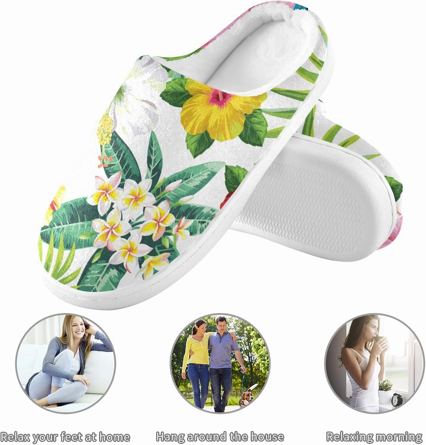 Unisex Memory Foam House Slippers Non-Skid Soft Warm Sole Coral Fleece Slip-on Closed Toe Hand Free Shoes for Bedroom Travel 6-17