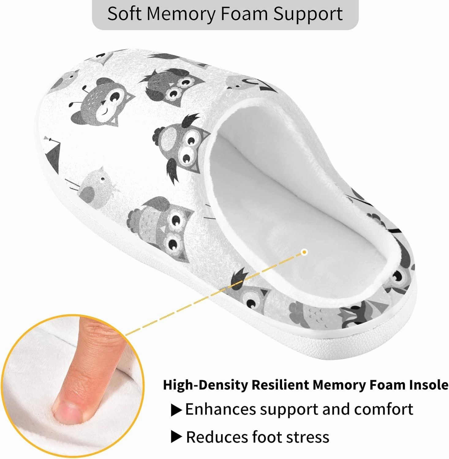 Unisex Memory Foam House Slippers Non-Skid Soft Warm Sole Coral Fleece Slip-on Closed Toe Hand Free Shoes for Bedroom Travel 6-17