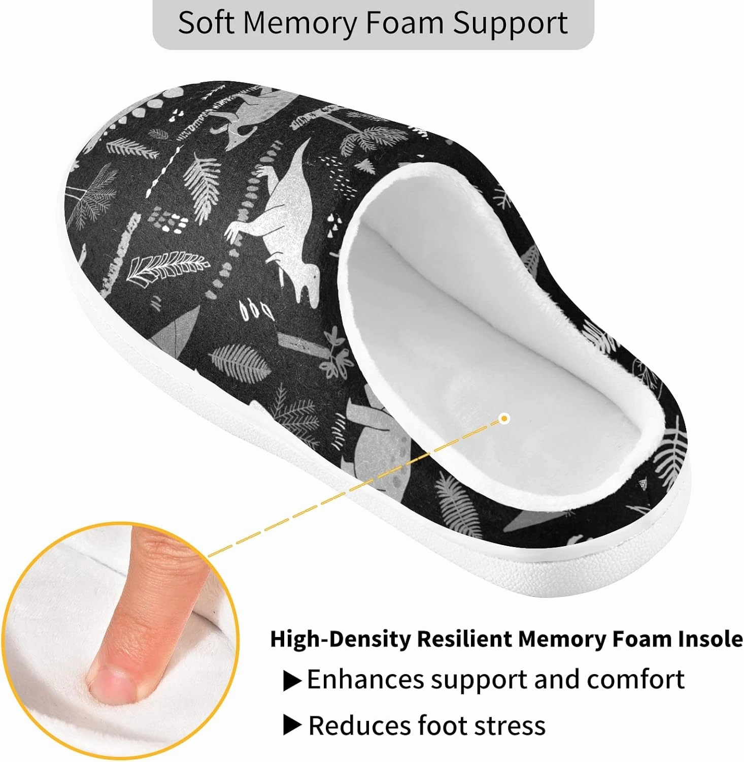 Unisex Memory Foam House Slippers Non-Skid Soft Warm Sole Coral Fleece Slip-on Closed Toe Hand Free Shoes for Bedroom Travel 6-17