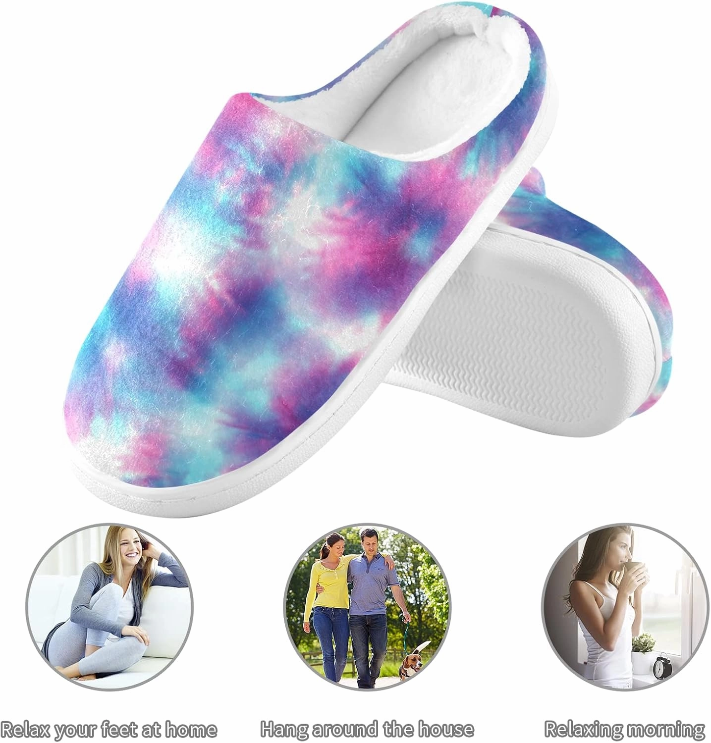 Unisex Memory Foam House Slippers Non-Skid Soft Warm Sole Coral Fleece Slip-on Closed Toe Hand Free Shoes for Bedroom Travel 6-17