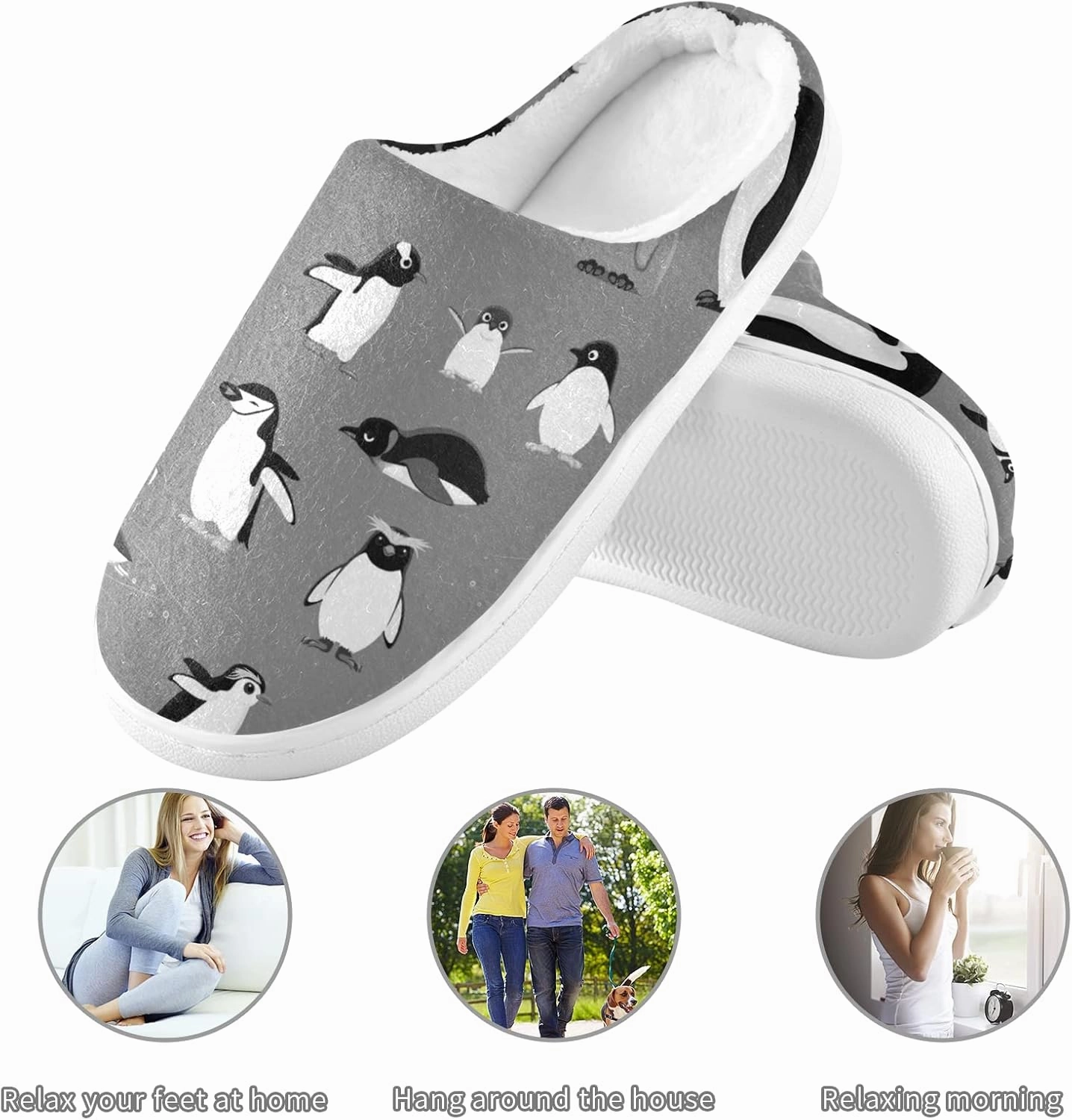 Unisex Memory Foam House Slippers Non-Skid Soft Warm Sole Coral Fleece Slip-on Closed Toe Hand Free Shoes for Bedroom Travel 6-17