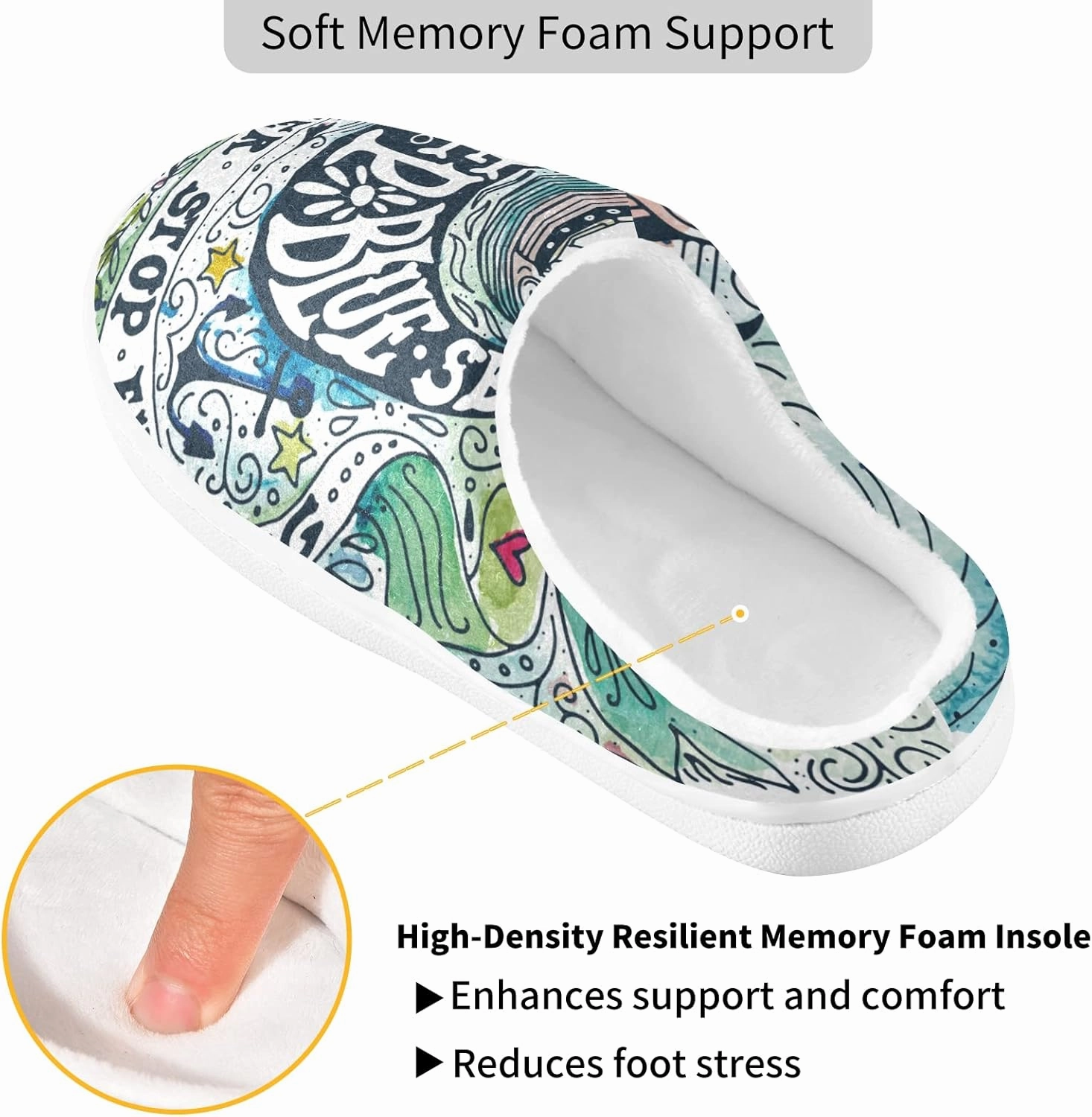 Unisex Memory Foam House Slippers Non-Skid Soft Warm Sole Coral Fleece Slip-on Closed Toe Hand Free Shoes for Bedroom Travel 6-17