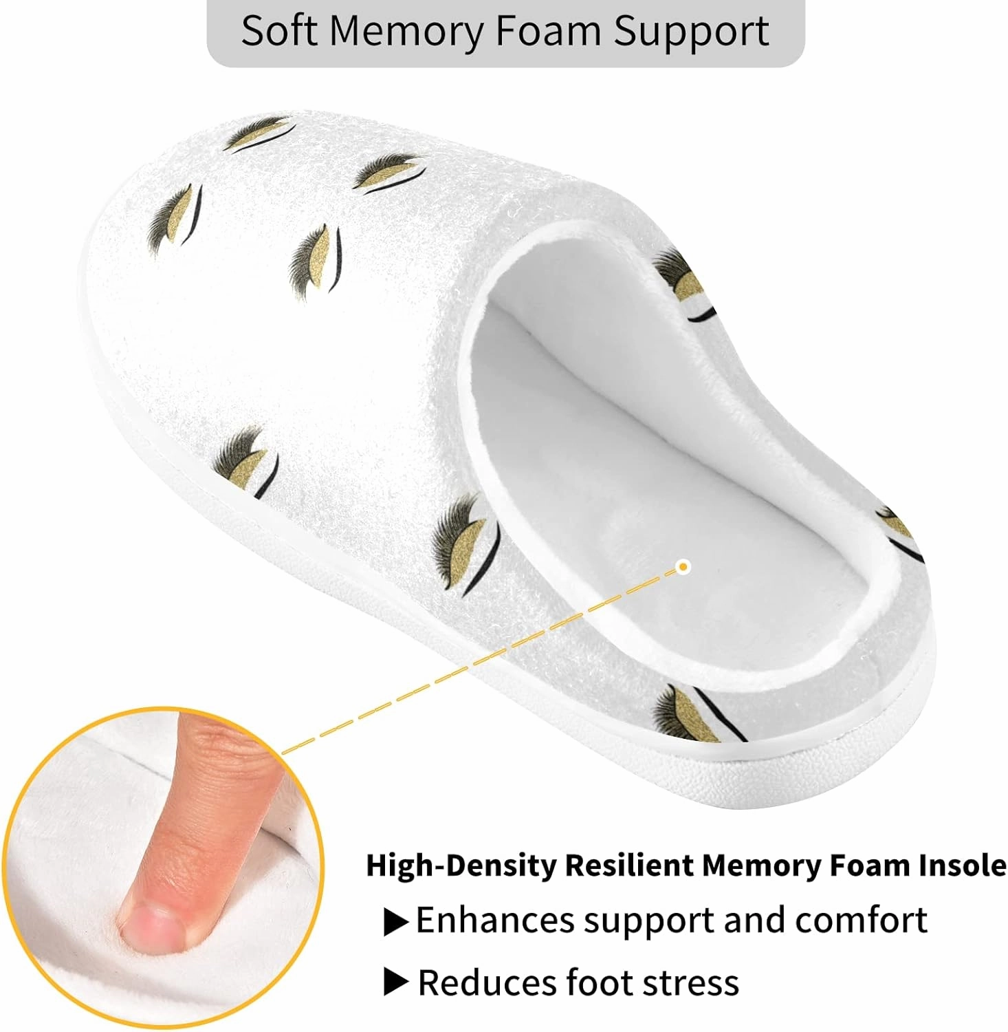 Unisex Memory Foam House Slippers Non-Skid Soft Warm Sole Coral Fleece Slip-on Closed Toe Hand Free Shoes for Bedroom Travel 6-17