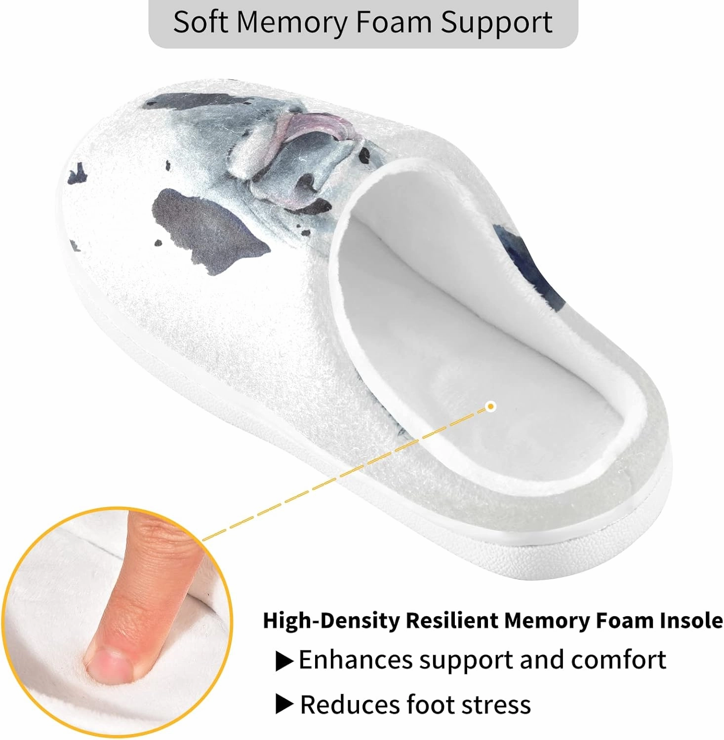 Unisex Memory Foam House Slippers Non-Skid Soft Warm Sole Coral Fleece Slip-on Closed Toe Hand Free Shoes for Bedroom Travel 6-17