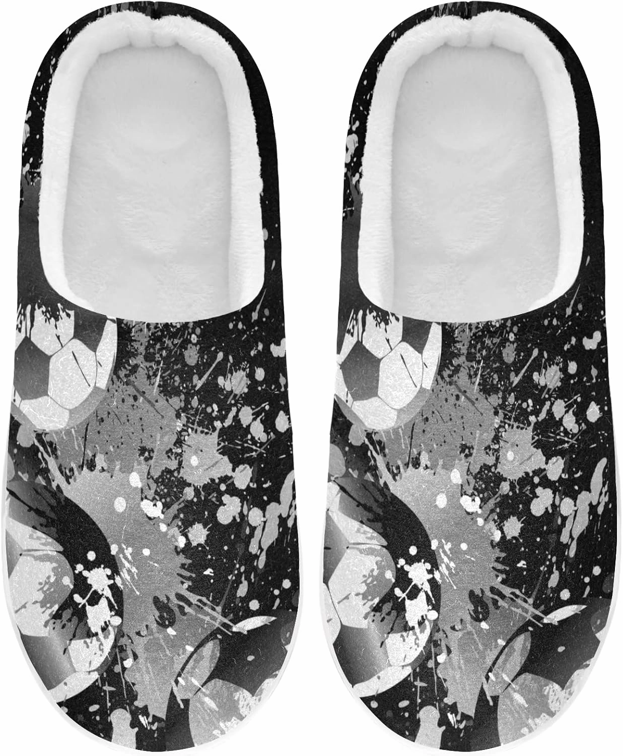 Unisex Memory Foam House Slippers Non-Skid Soft Warm Sole Coral Fleece Slip-on Closed Toe Hand Free Shoes for Bedroom Travel 6-17