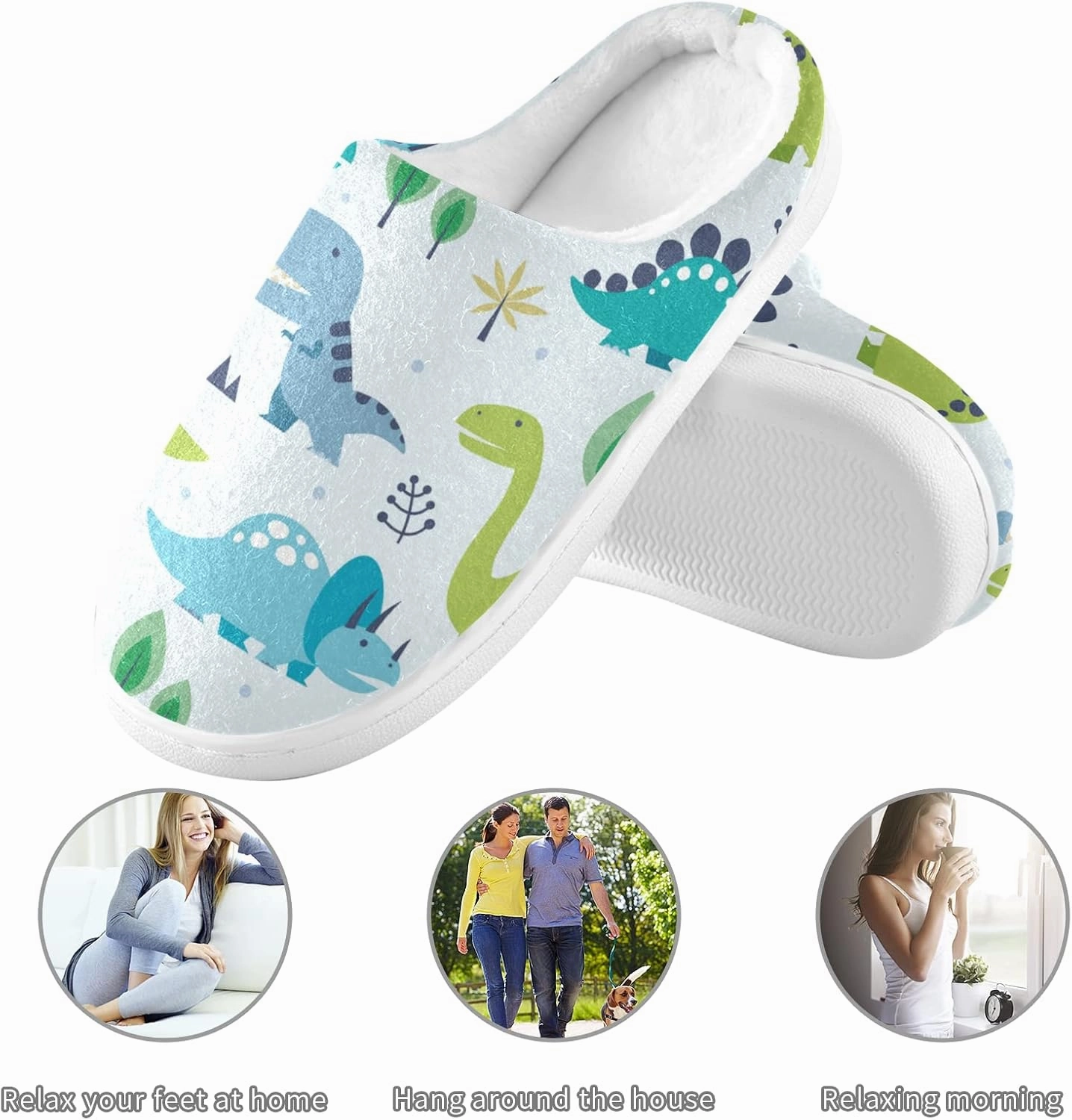 Unisex Memory Foam House Slippers Non-Skid Soft Warm Sole Coral Fleece Slip-on Closed Toe Hand Free Shoes for Bedroom Travel 6-17