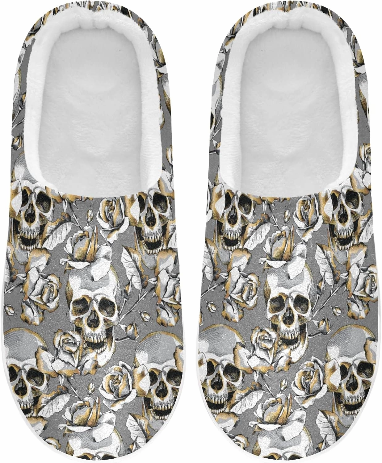 Unisex Memory Foam House Slippers Non-Skid Soft Warm Sole Coral Fleece Slip-on Closed Toe Hand Free Shoes for Bedroom Travel 6-17