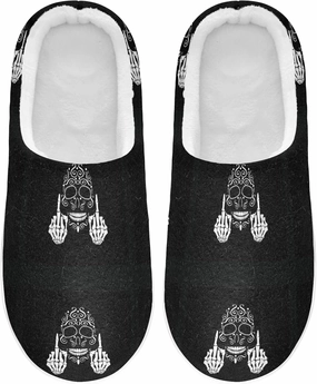 Unisex Memory Foam House Slippers Non-Skid Soft Warm Sole Coral Fleece Slip-on Closed Toe Hand Free Shoes for Bedroom Travel 6-17
