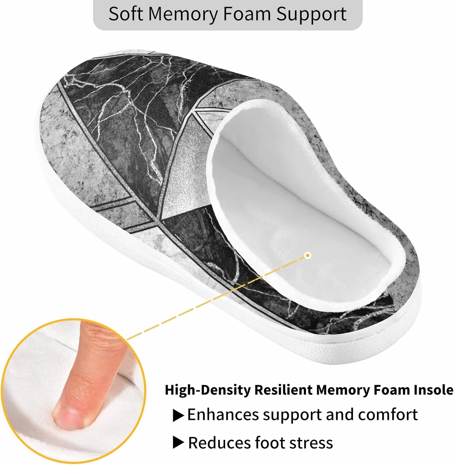 Unisex Memory Foam House Slippers Non-Skid Soft Warm Sole Coral Fleece Slip-on Closed Toe Hand Free Shoes for Bedroom Travel 6-17
