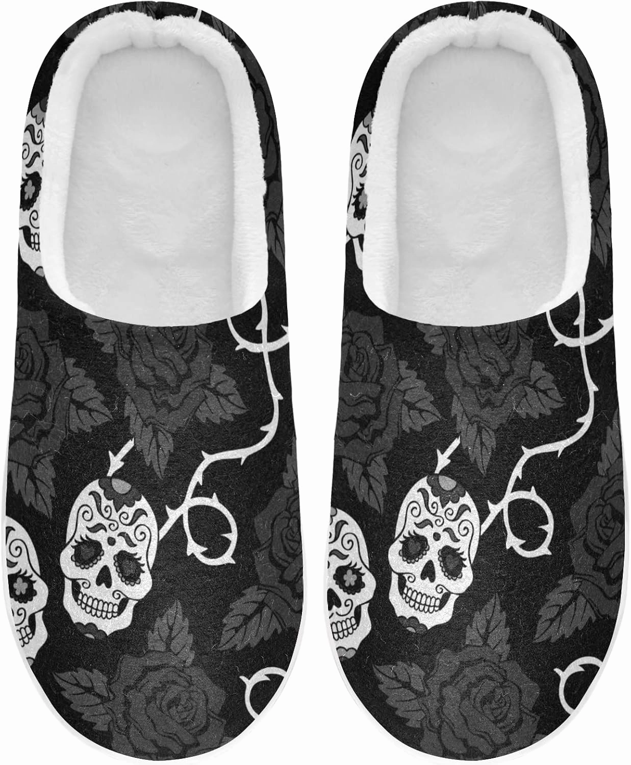 Unisex Memory Foam House Slippers Non-Skid Soft Warm Sole Coral Fleece Slip-on Closed Toe Hand Free Shoes for Bedroom Travel 6-17