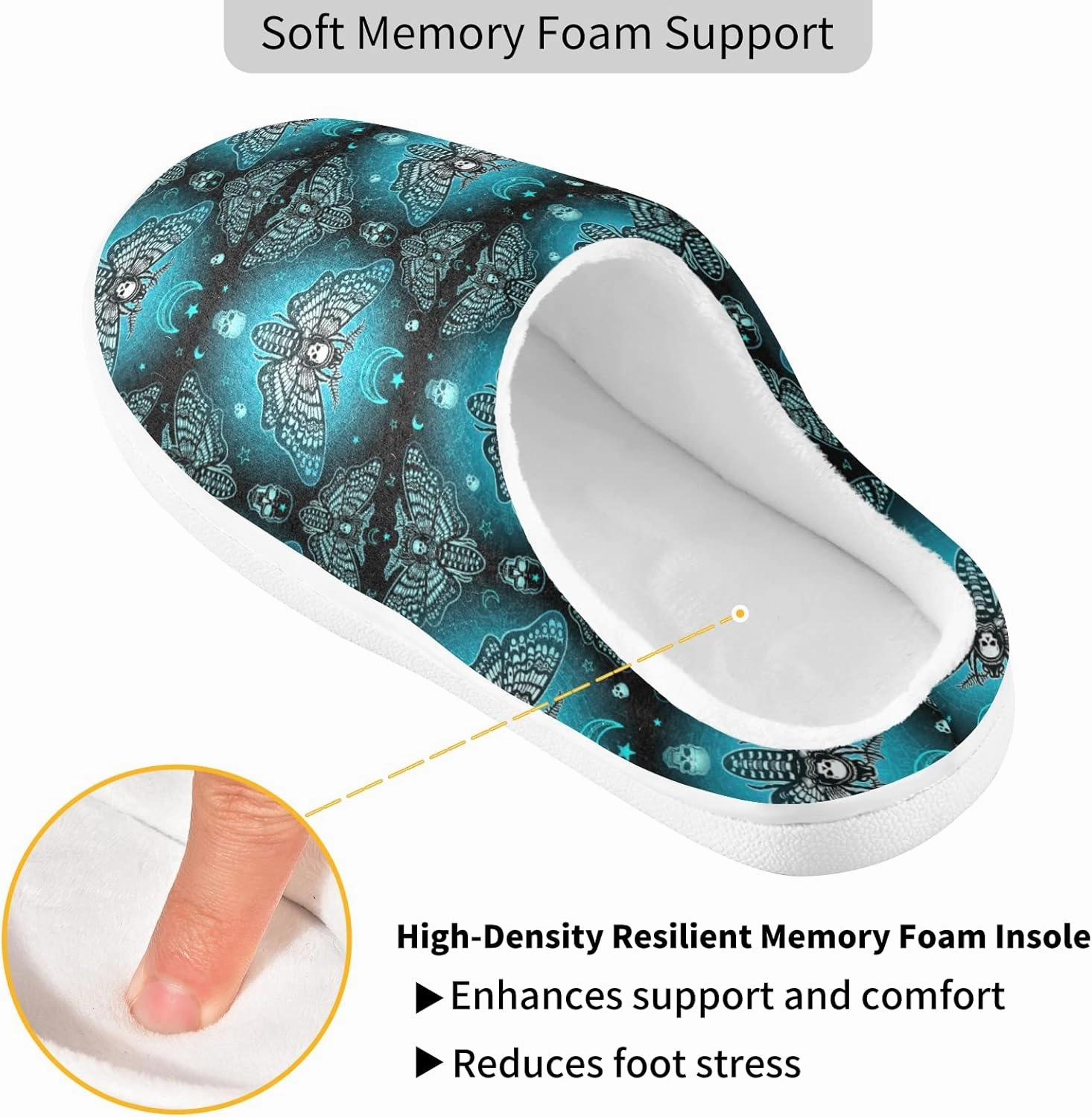 Unisex Memory Foam House Slippers Non-Skid Soft Warm Sole Coral Fleece Slip-on Closed Toe Hand Free Shoes for Bedroom Travel 6-17
