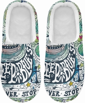 Unisex Memory Foam House Slippers Non-Skid Soft Warm Sole Coral Fleece Slip-on Closed Toe Hand Free Shoes for Bedroom Travel 6-17