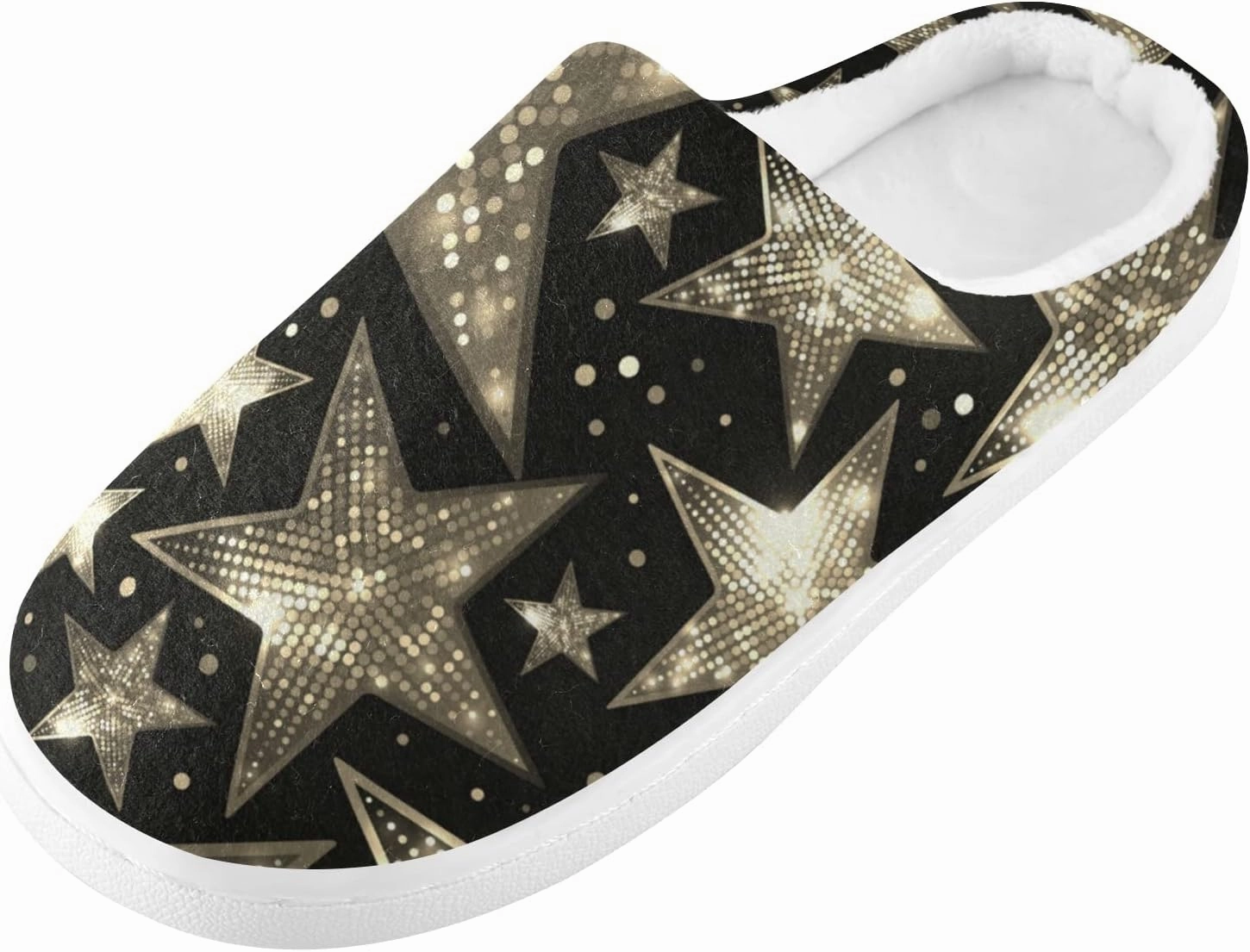 Unisex Memory Foam House Slippers Non-Skid Soft Warm Sole Coral Fleece Slip-on Closed Toe Hand Free Shoes for Bedroom Travel 6-17