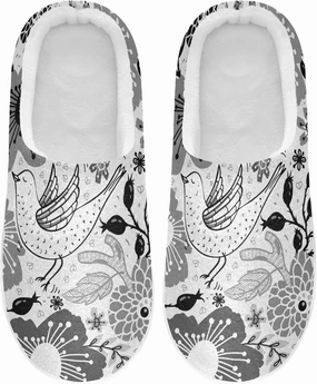 Unisex Memory Foam House Slippers Non-Skid Soft Warm Sole Coral Fleece Slip-on Closed Toe Hand Free Shoes for Bedroom Travel 6-17