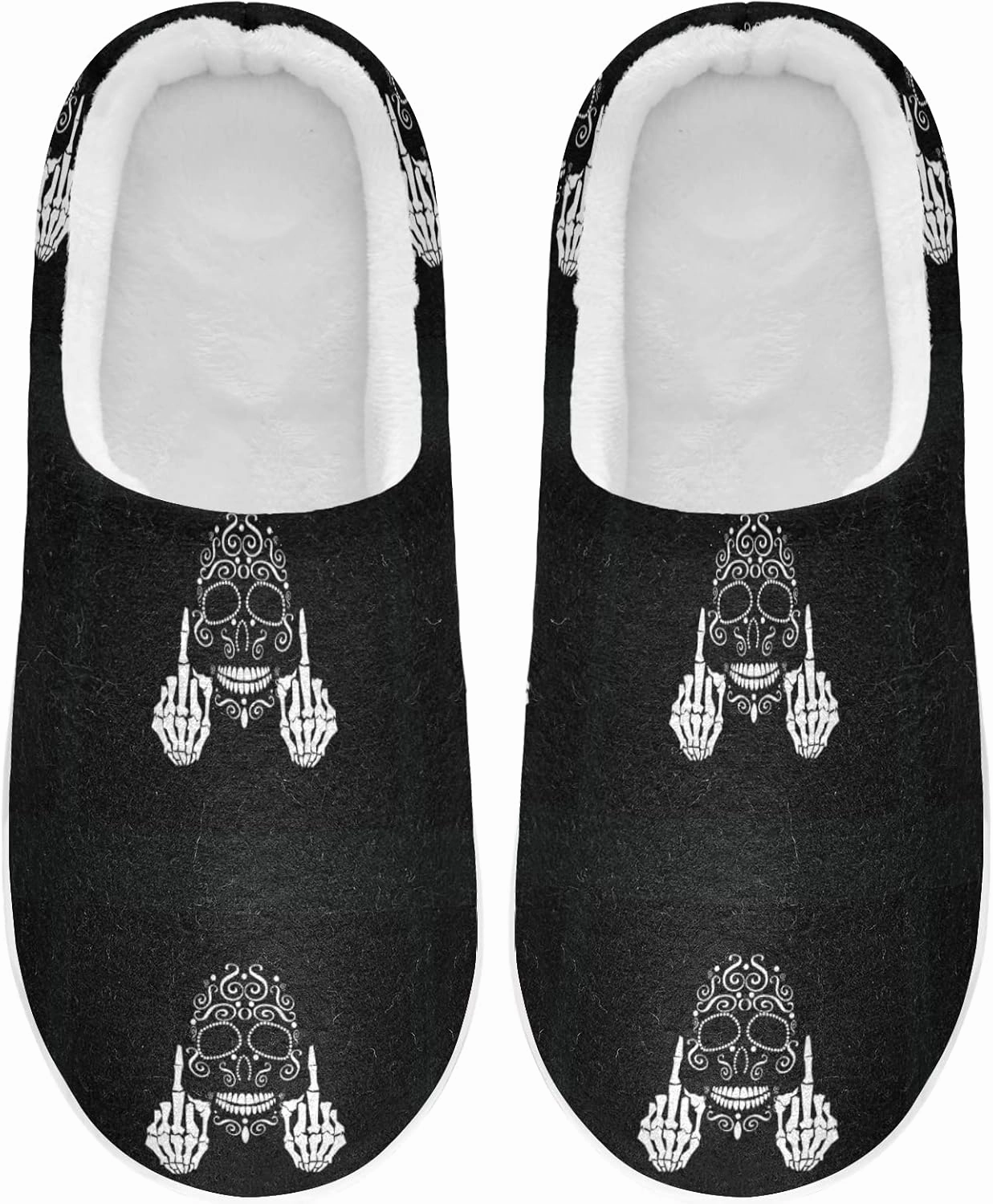 Unisex Memory Foam House Slippers Non-Skid Soft Warm Sole Coral Fleece Slip-on Closed Toe Hand Free Shoes for Bedroom Travel 6-17