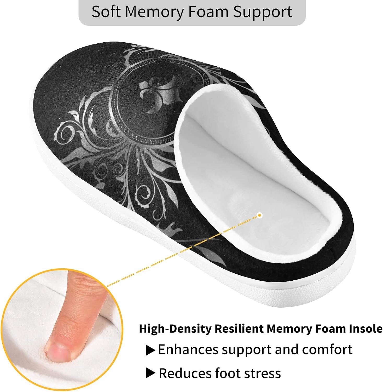 Unisex Memory Foam House Slippers Non-Skid Soft Warm Sole Coral Fleece Slip-on Closed Toe Hand Free Shoes for Bedroom Travel 6-17