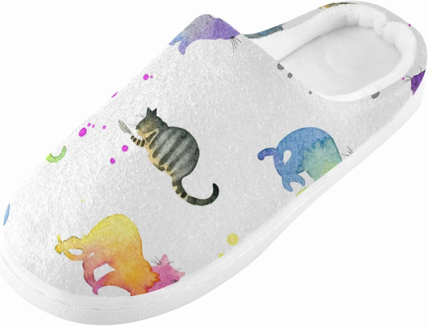 Unisex Memory Foam House Slippers Non-Skid Soft Warm Sole Coral Fleece Slip-on Closed Toe Hand Free Shoes for Bedroom Travel 6-17