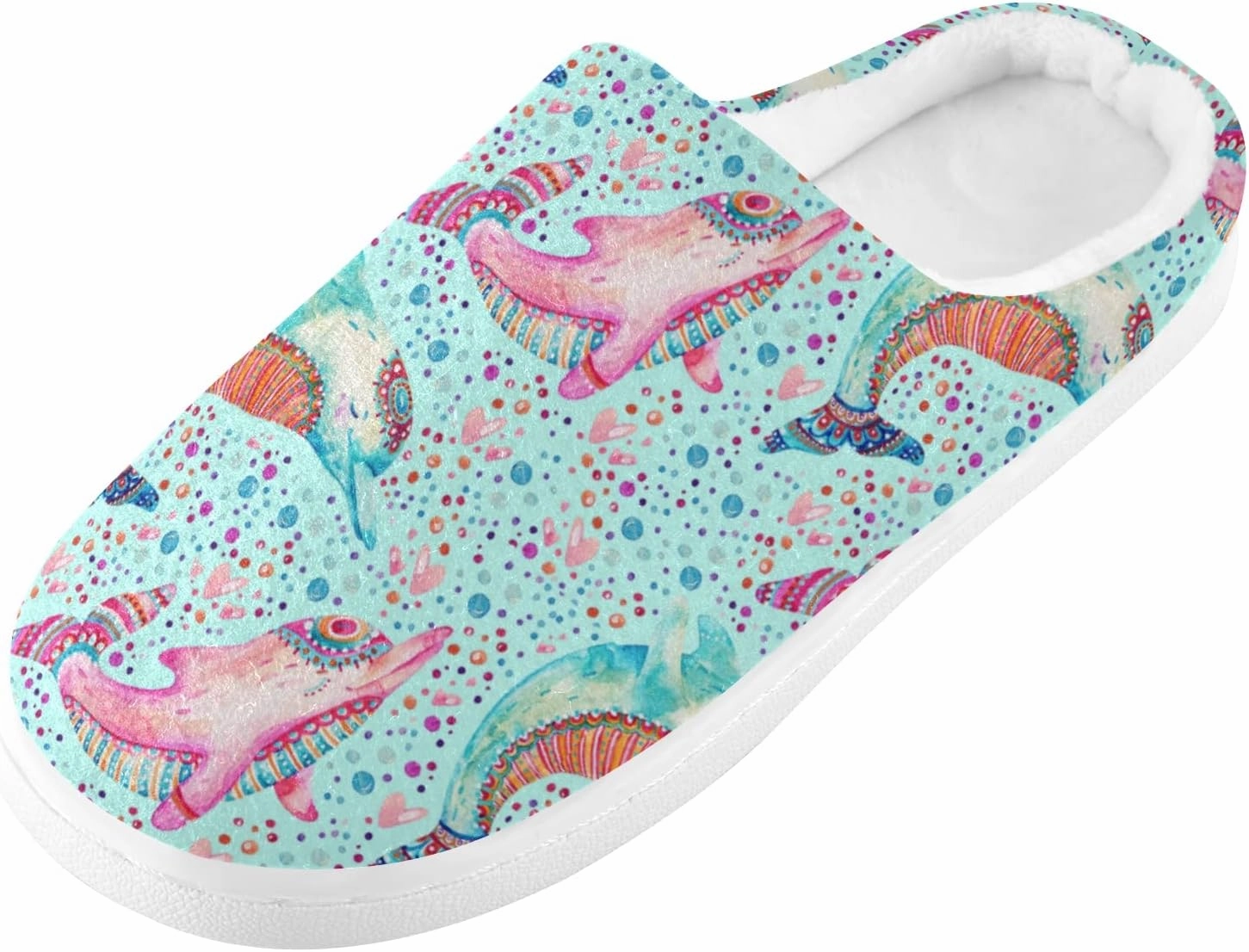 Unisex Memory Foam House Slippers Non-Skid Soft Warm Sole Coral Fleece Slip-on Closed Toe Hand Free Shoes for Bedroom Travel 6-17