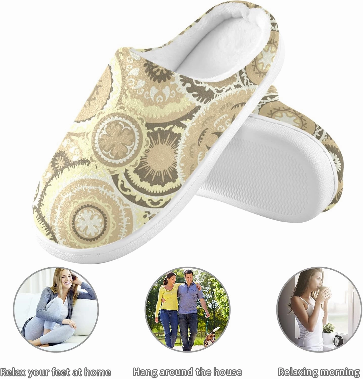 Unisex Memory Foam House Slippers Non-Skid Soft Warm Sole Coral Fleece Slip-on Closed Toe Hand Free Shoes for Bedroom Travel 6-17