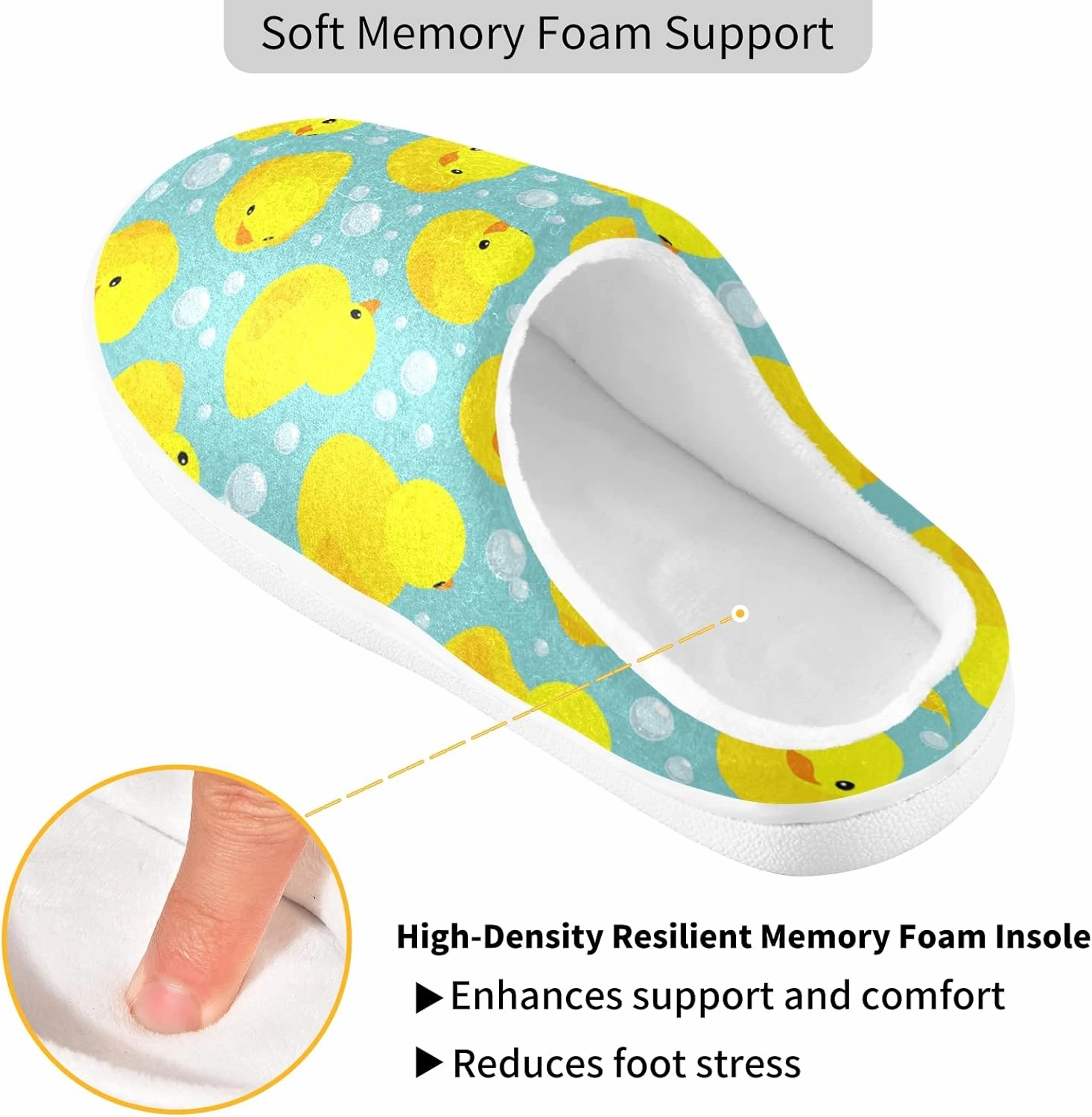 Unisex Memory Foam House Slippers Non-Skid Soft Warm Sole Coral Fleece Slip-on Closed Toe Hand Free Shoes for Bedroom Travel 6-17
