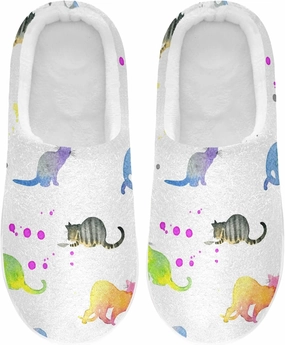 Unisex Memory Foam House Slippers Non-Skid Soft Warm Sole Coral Fleece Slip-on Closed Toe Hand Free Shoes for Bedroom Travel 6-17