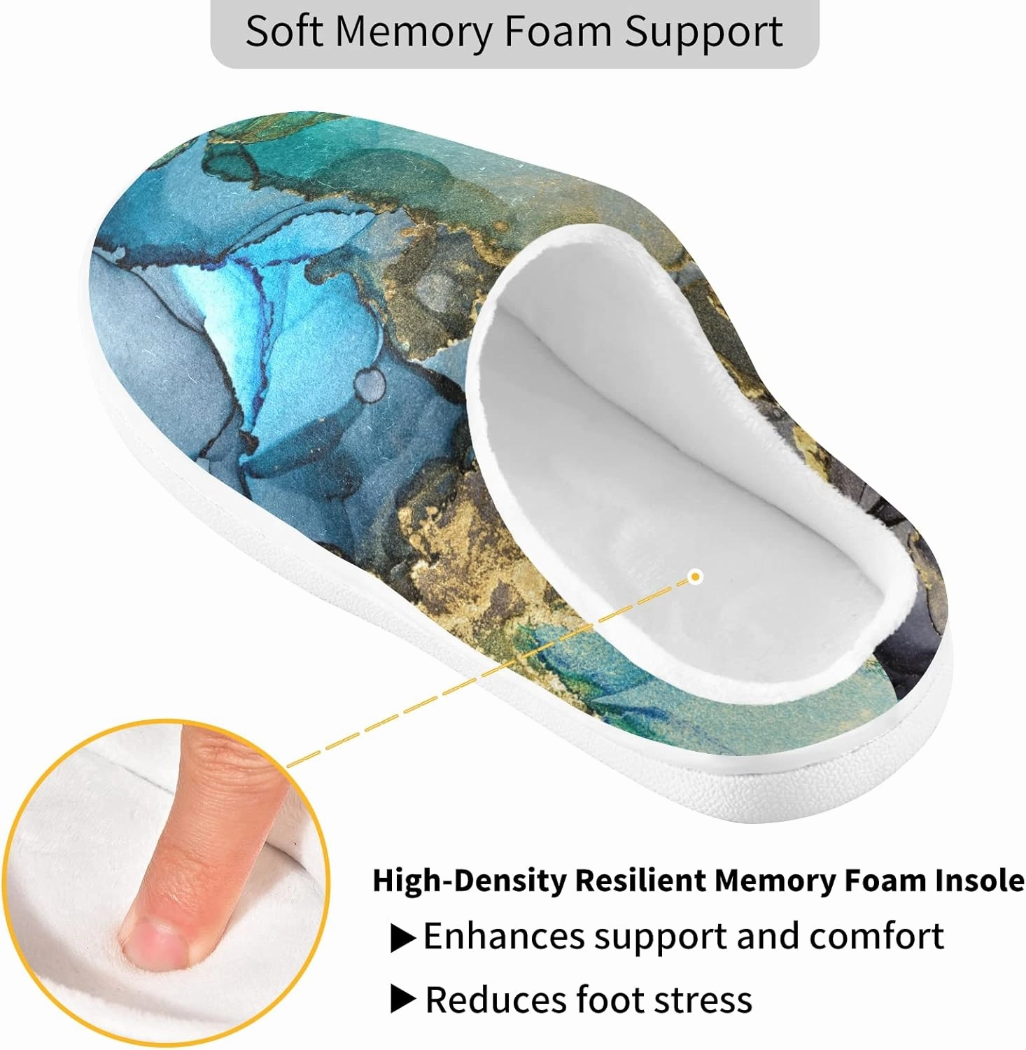 Unisex Memory Foam House Slippers Non-Skid Soft Warm Sole Coral Fleece Slip-on Closed Toe Hand Free Shoes for Bedroom Travel 6-17