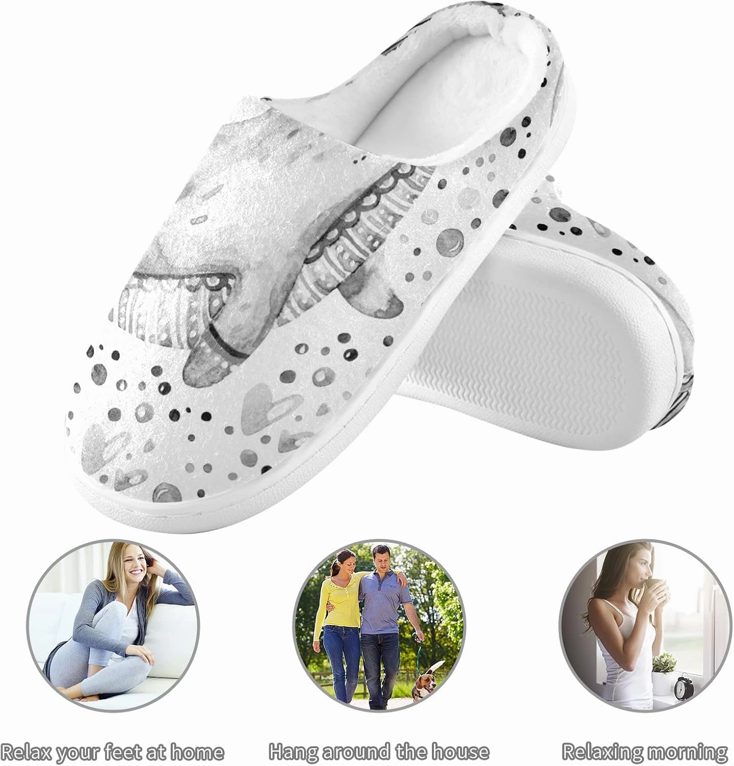 Unisex Memory Foam House Slippers Non-Skid Soft Warm Sole Coral Fleece Slip-on Closed Toe Hand Free Shoes for Bedroom Travel 6-17