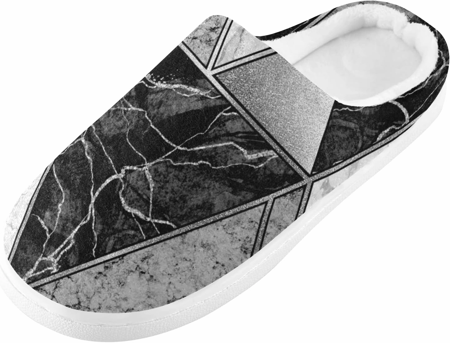 Unisex Memory Foam House Slippers Non-Skid Soft Warm Sole Coral Fleece Slip-on Closed Toe Hand Free Shoes for Bedroom Travel 6-17