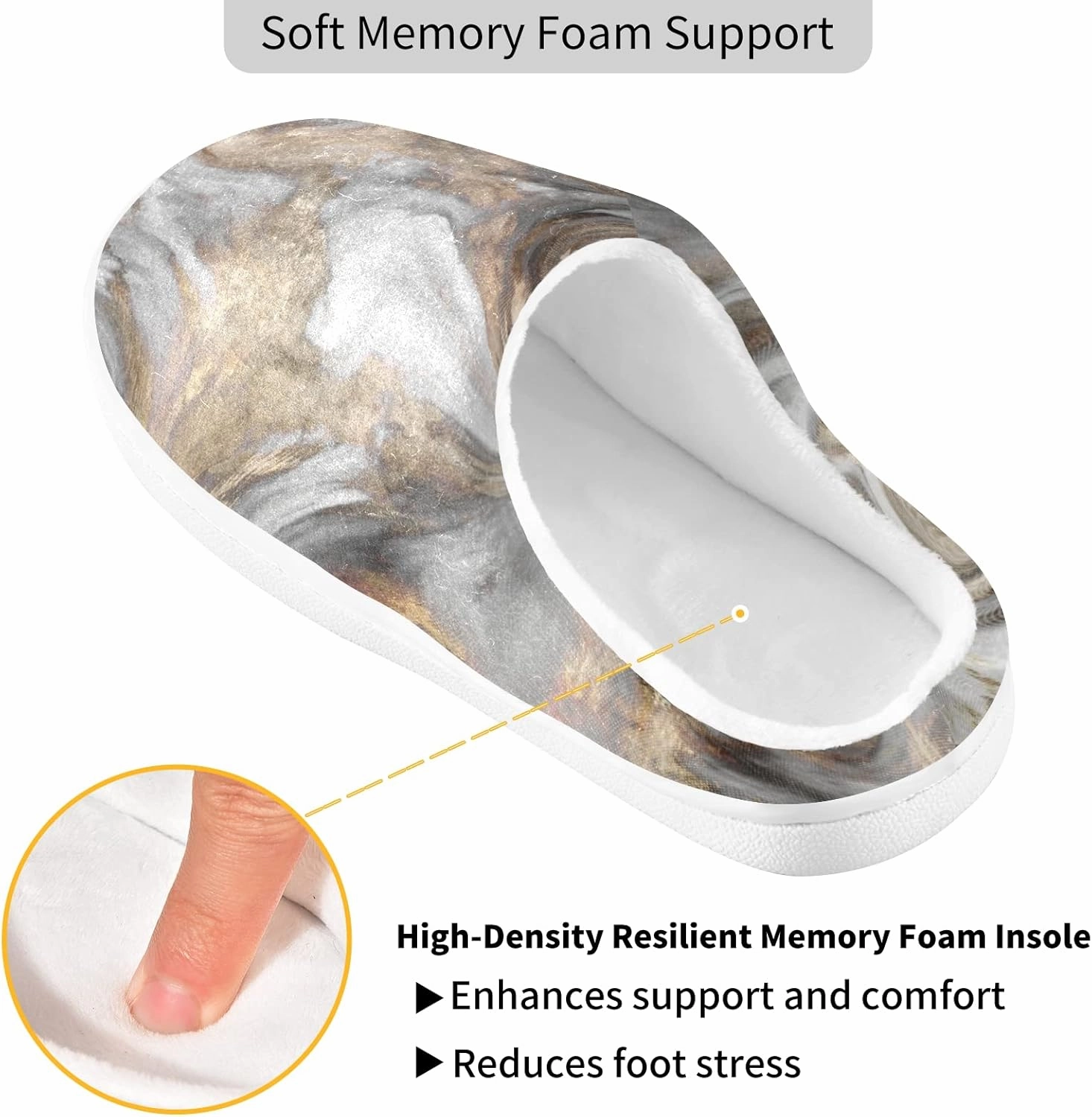 Unisex Memory Foam House Slippers Non-Skid Soft Warm Sole Coral Fleece Slip-on Closed Toe Hand Free Shoes for Bedroom Travel 6-17