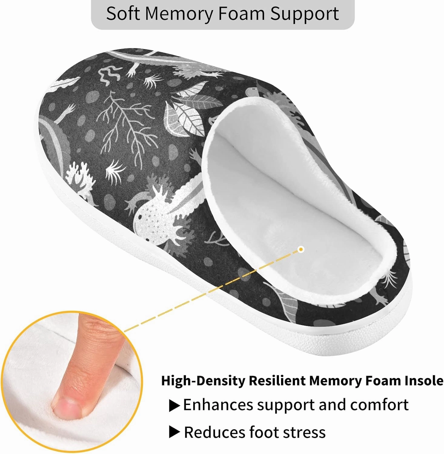 Unisex Memory Foam House Slippers Non-Skid Soft Warm Sole Coral Fleece Slip-on Closed Toe Hand Free Shoes for Bedroom Travel 6-17