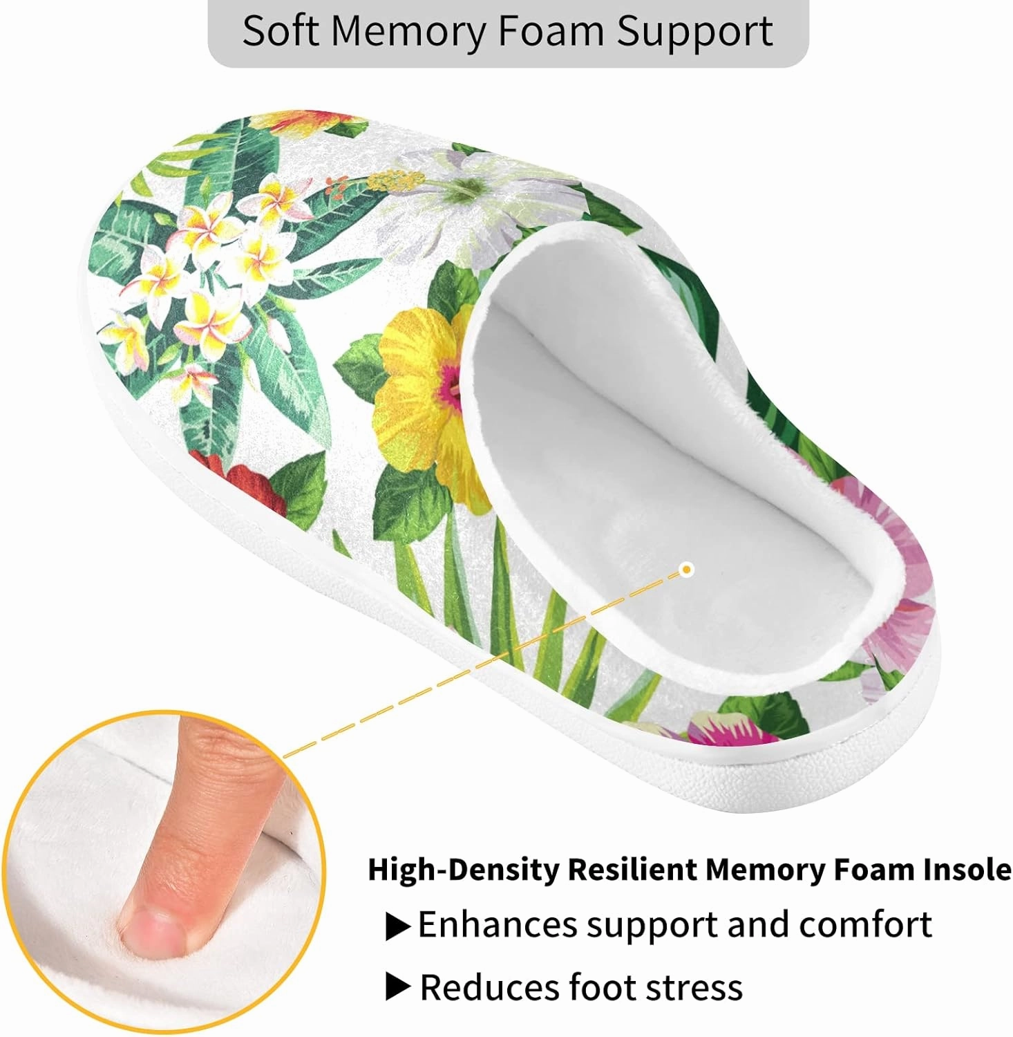 Unisex Memory Foam House Slippers Non-Skid Soft Warm Sole Coral Fleece Slip-on Closed Toe Hand Free Shoes for Bedroom Travel 6-17