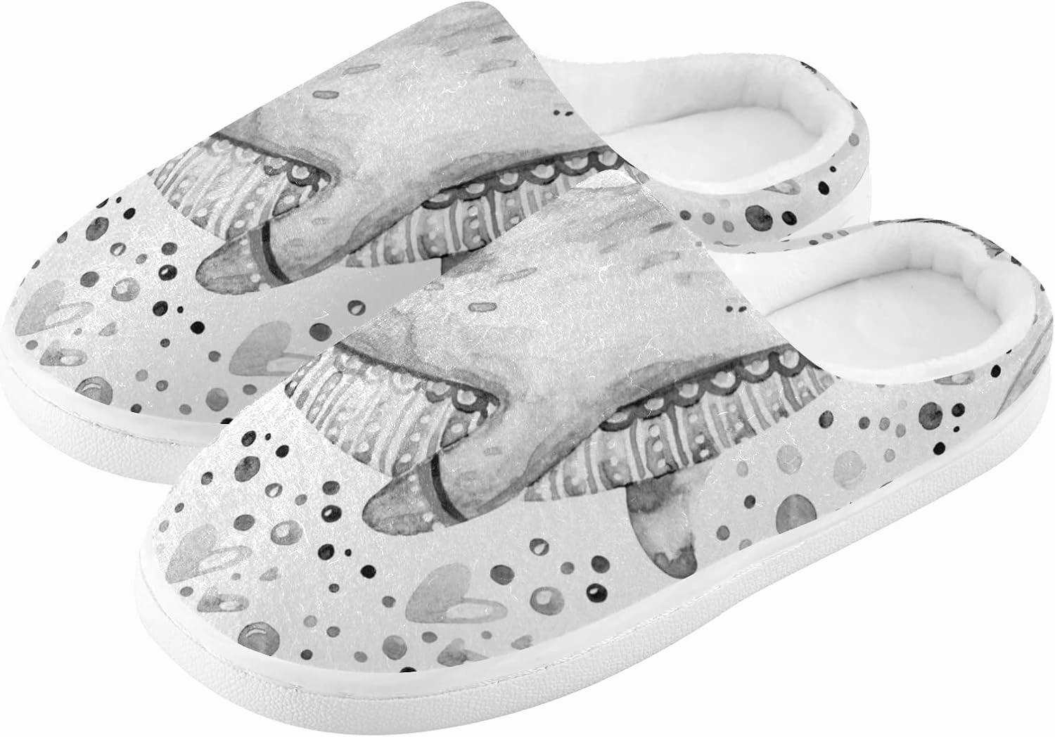 Unisex Memory Foam House Slippers Non-Skid Soft Warm Sole Coral Fleece Slip-on Closed Toe Hand Free Shoes for Bedroom Travel 6-17