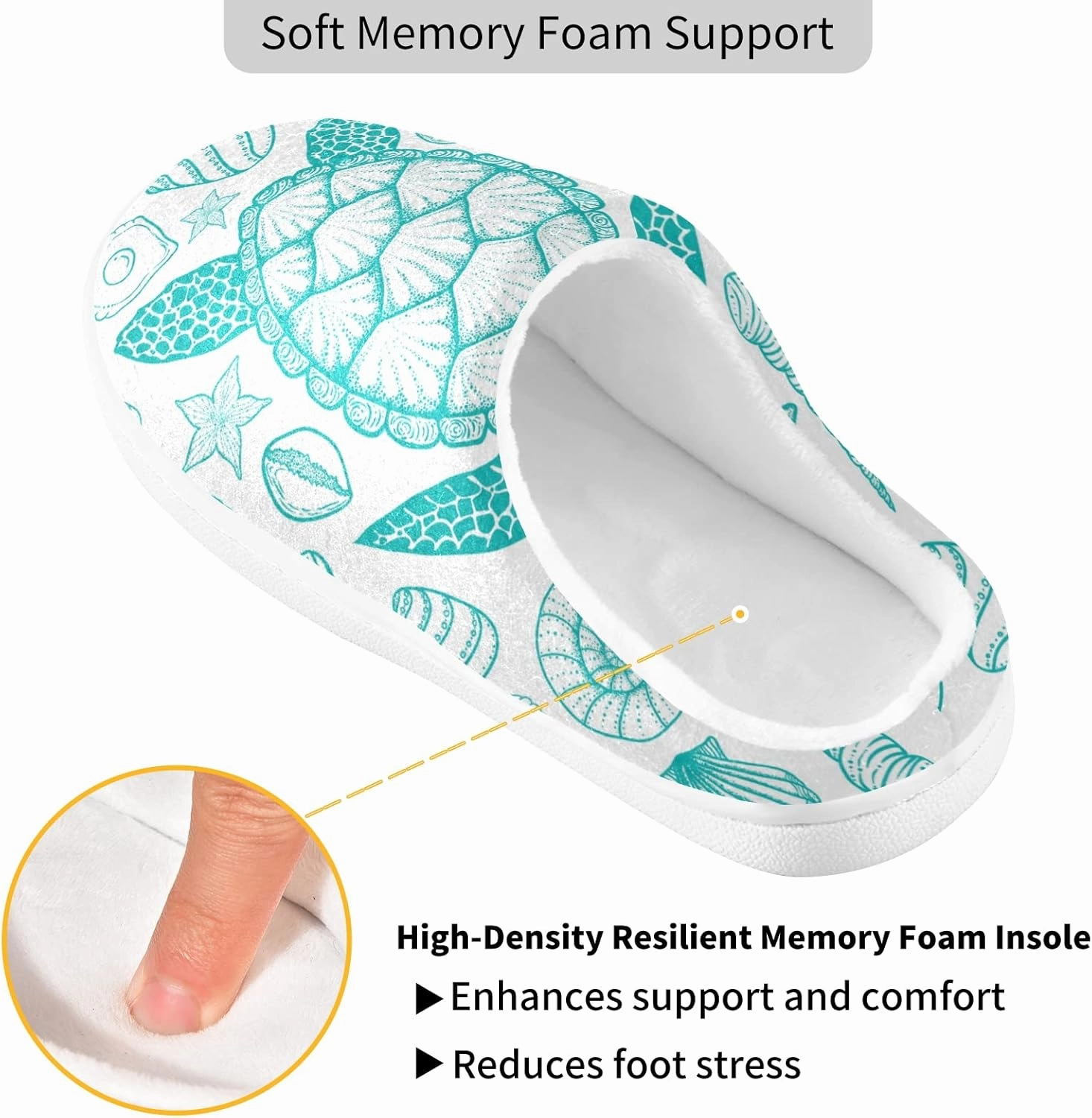 Unisex Memory Foam House Slippers Non-Skid Soft Warm Sole Coral Fleece Slip-on Closed Toe Hand Free Shoes for Bedroom Travel 6-17