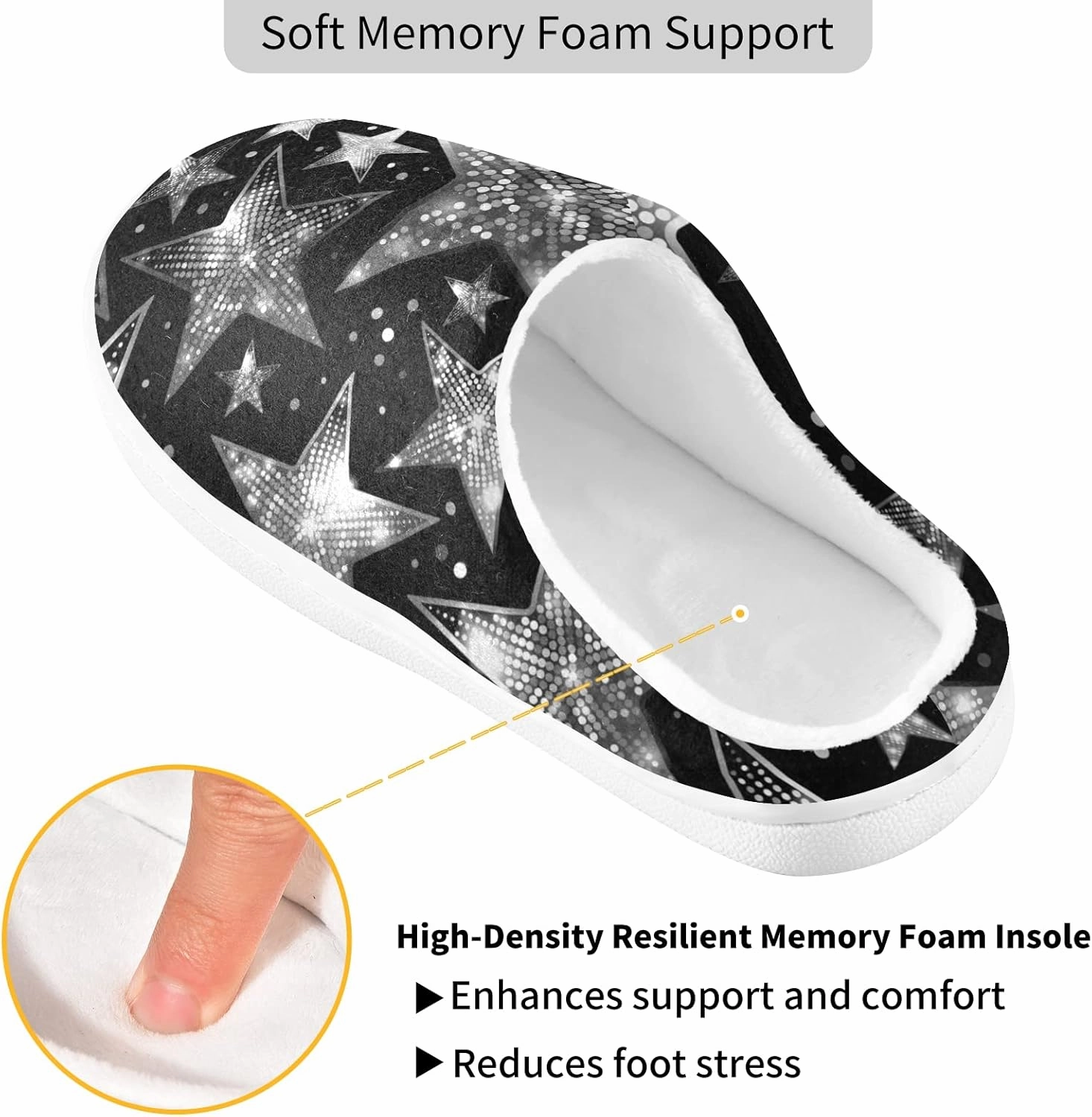 Unisex Memory Foam House Slippers Non-Skid Soft Warm Sole Coral Fleece Slip-on Closed Toe Hand Free Shoes for Bedroom Travel 6-17