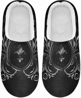Unisex Memory Foam House Slippers Non-Skid Soft Warm Sole Coral Fleece Slip-on Closed Toe Hand Free Shoes for Bedroom Travel 6-17