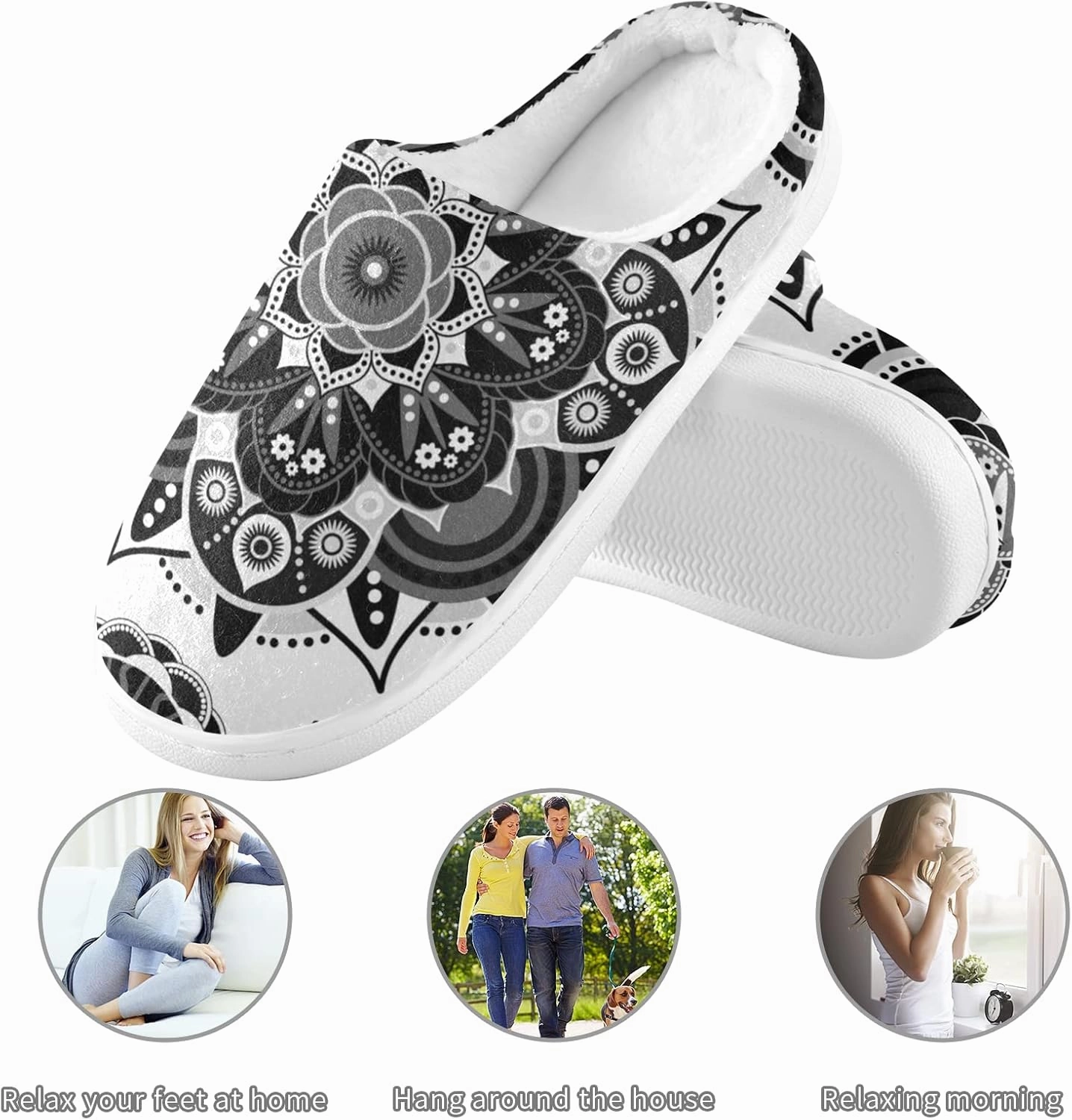 Unisex Memory Foam House Slippers Non-Skid Soft Warm Sole Coral Fleece Slip-on Closed Toe Hand Free Shoes for Bedroom Travel 6-17