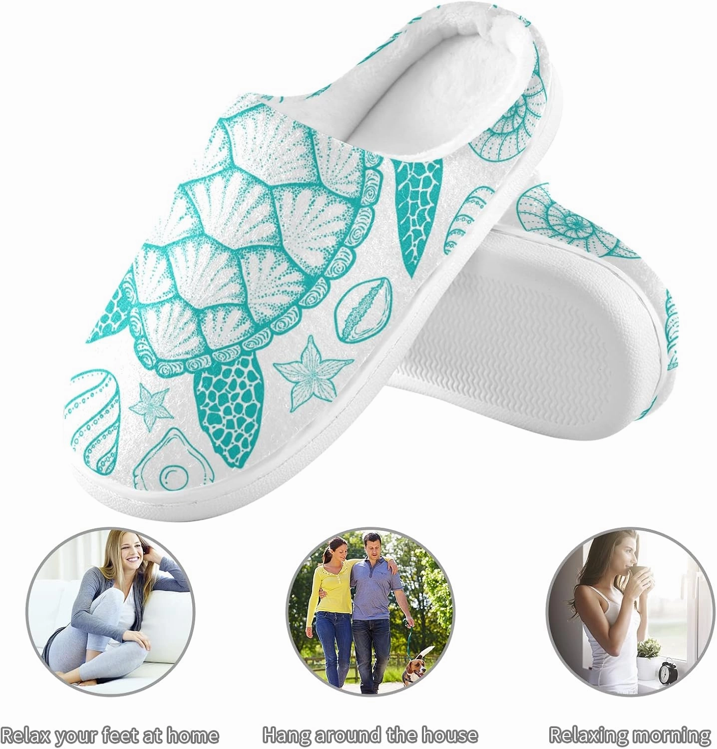 Unisex Memory Foam House Slippers Non-Skid Soft Warm Sole Coral Fleece Slip-on Closed Toe Hand Free Shoes for Bedroom Travel 6-17