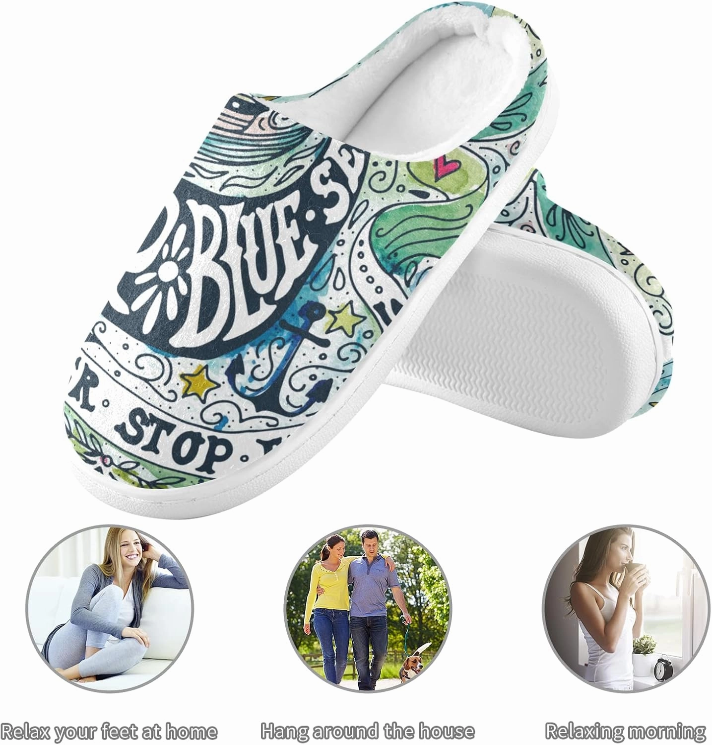 Unisex Memory Foam House Slippers Non-Skid Soft Warm Sole Coral Fleece Slip-on Closed Toe Hand Free Shoes for Bedroom Travel 6-17