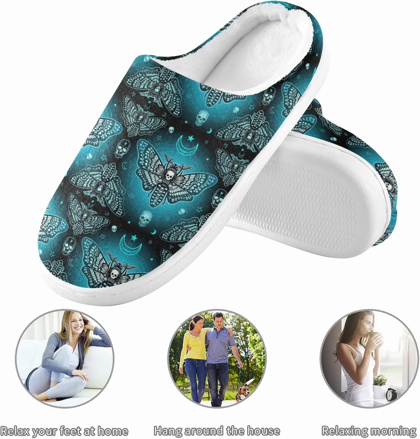 Unisex Memory Foam House Slippers Non-Skid Soft Warm Sole Coral Fleece Slip-on Closed Toe Hand Free Shoes for Bedroom Travel 6-17