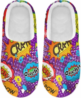 Unisex Memory Foam House Slippers Non-Skid Soft Warm Sole Coral Fleece Slip-on Closed Toe Hand Free Shoes for Bedroom Travel 6-17