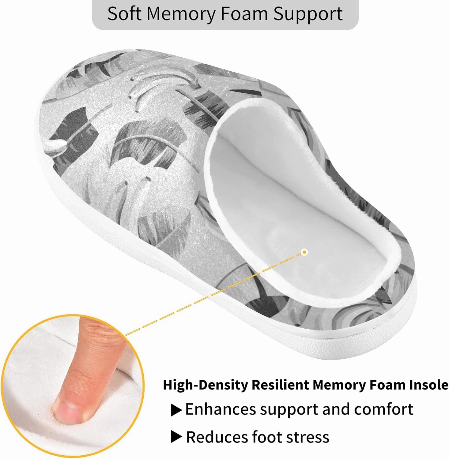 Unisex Memory Foam House Slippers Non-Skid Soft Warm Sole Coral Fleece Slip-on Closed Toe Hand Free Shoes for Bedroom Travel 6-17