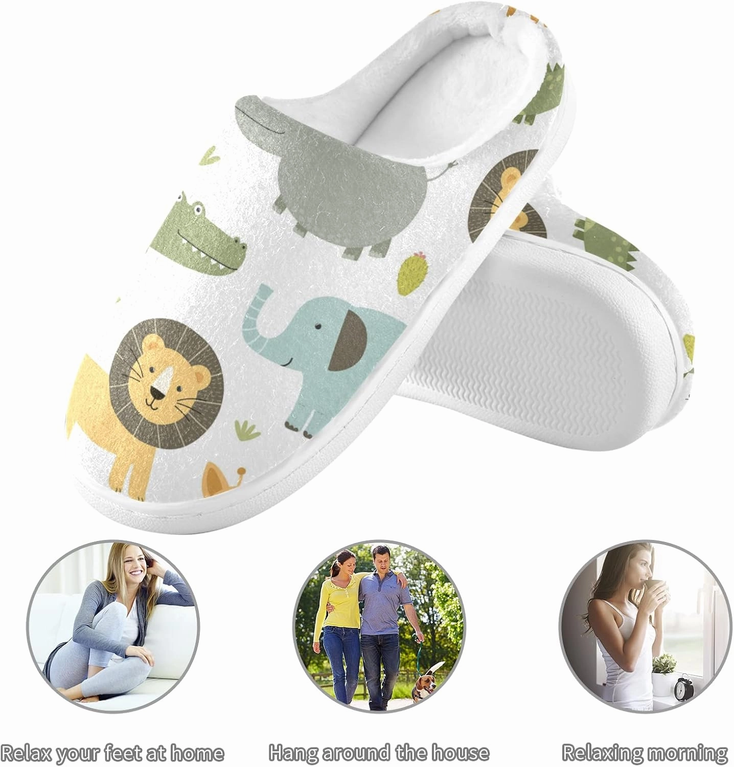Unisex Memory Foam House Slippers Non-Skid Soft Warm Sole Coral Fleece Slip-on Closed Toe Hand Free Shoes for Bedroom Travel 6-17