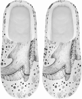 Unisex Memory Foam House Slippers Non-Skid Soft Warm Sole Coral Fleece Slip-on Closed Toe Hand Free Shoes for Bedroom Travel 6-17