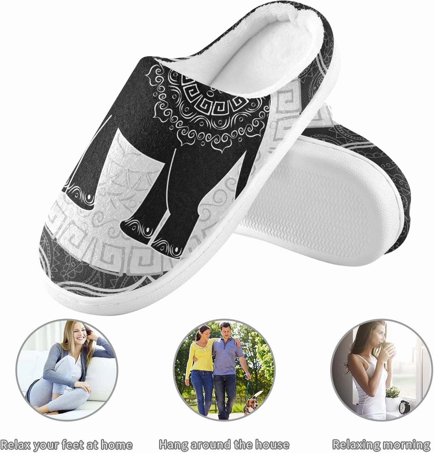 Unisex Memory Foam House Slippers Non-Skid Soft Warm Sole Coral Fleece Slip-on Closed Toe Hand Free Shoes for Bedroom Travel 6-17