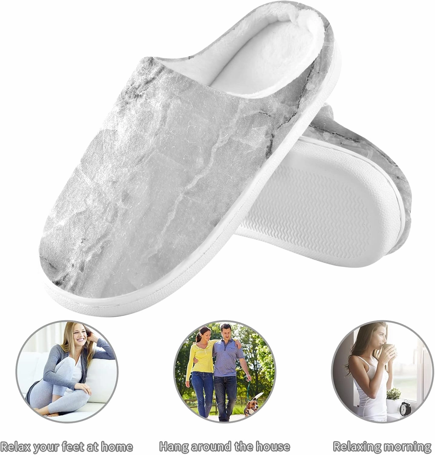 Unisex Memory Foam House Slippers Non-Skid Soft Warm Sole Coral Fleece Slip-on Closed Toe Hand Free Shoes for Bedroom Travel 6-17
