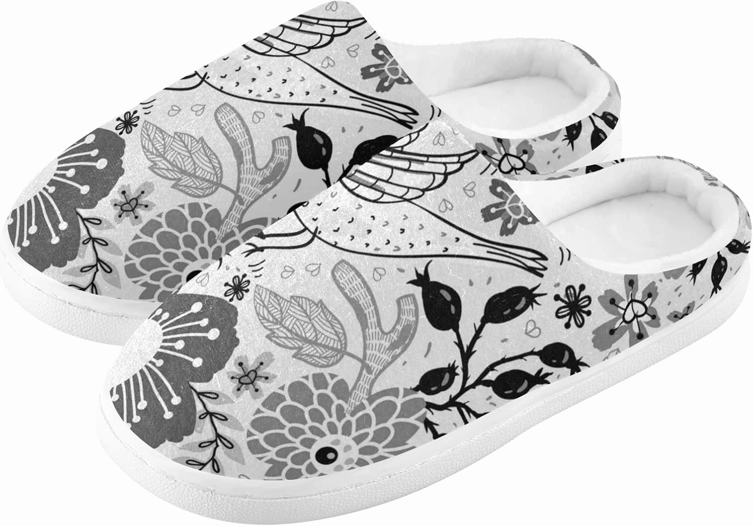 Unisex Memory Foam House Slippers Non-Skid Soft Warm Sole Coral Fleece Slip-on Closed Toe Hand Free Shoes for Bedroom Travel 6-17