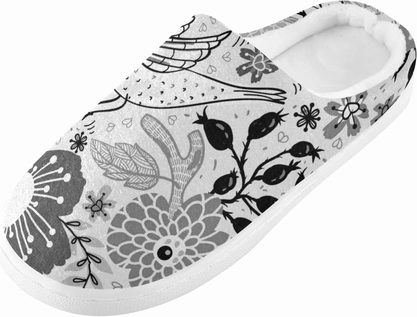 Unisex Memory Foam House Slippers Non-Skid Soft Warm Sole Coral Fleece Slip-on Closed Toe Hand Free Shoes for Bedroom Travel 6-17